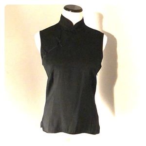 banana republic silk mandarin blouse size 6 black